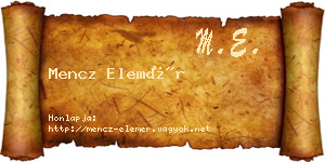 Mencz Elemér névjegykártya